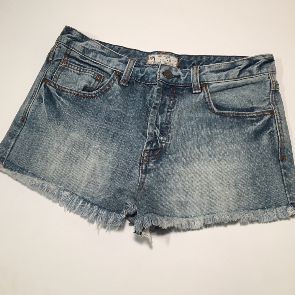 Free People Frayed Distressed Denim Shorts